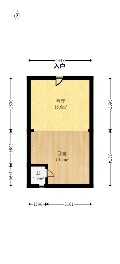 星沙一区 2室1厅1卫 126.0万 星沙一区 2室1厅1卫 126.0万户型图