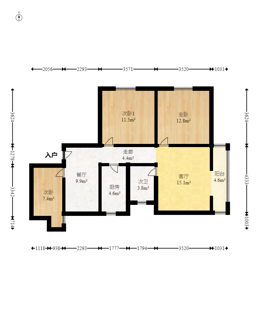 金钟大厦 3室2厅1卫 118.0万 金钟大厦 3室2厅1卫 118.0万户型图