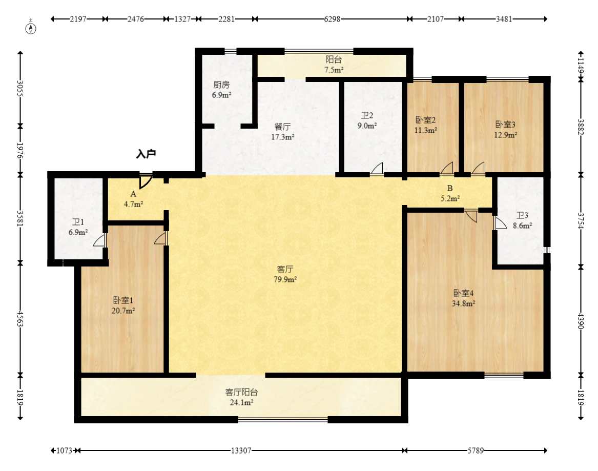 中建钰和城  4室2厅2卫   355.00万室内图1