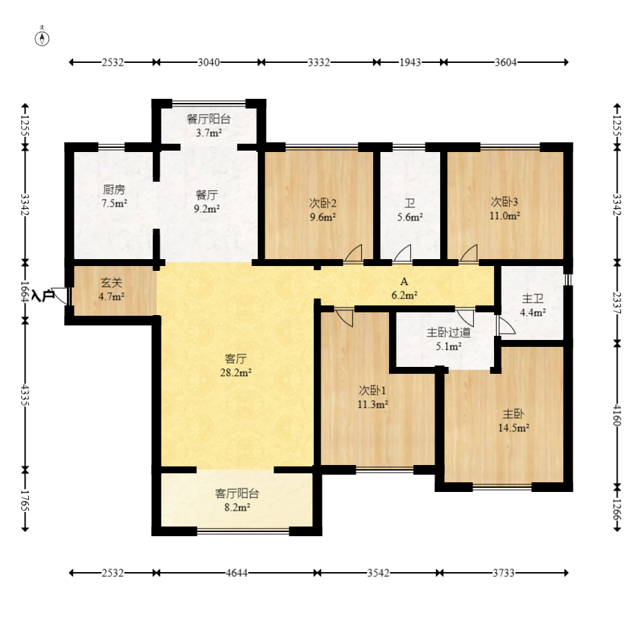 地铁中建江山玖樾  4室2厅2卫   189.50万室内图1