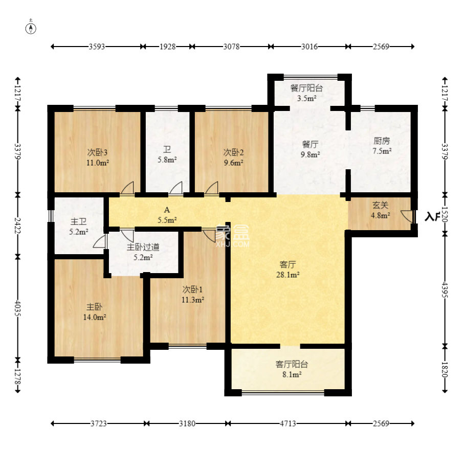 地铁中建江山玖樾  4室2厅2卫   175.00万