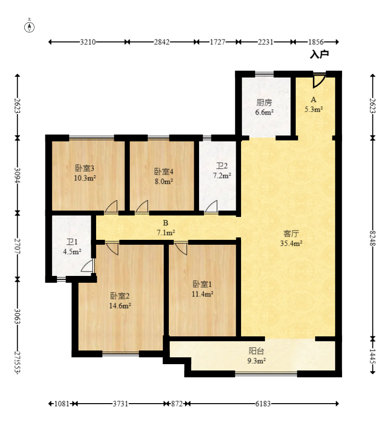 旭辉国悦府  4室2厅2卫   175.00万室内图1