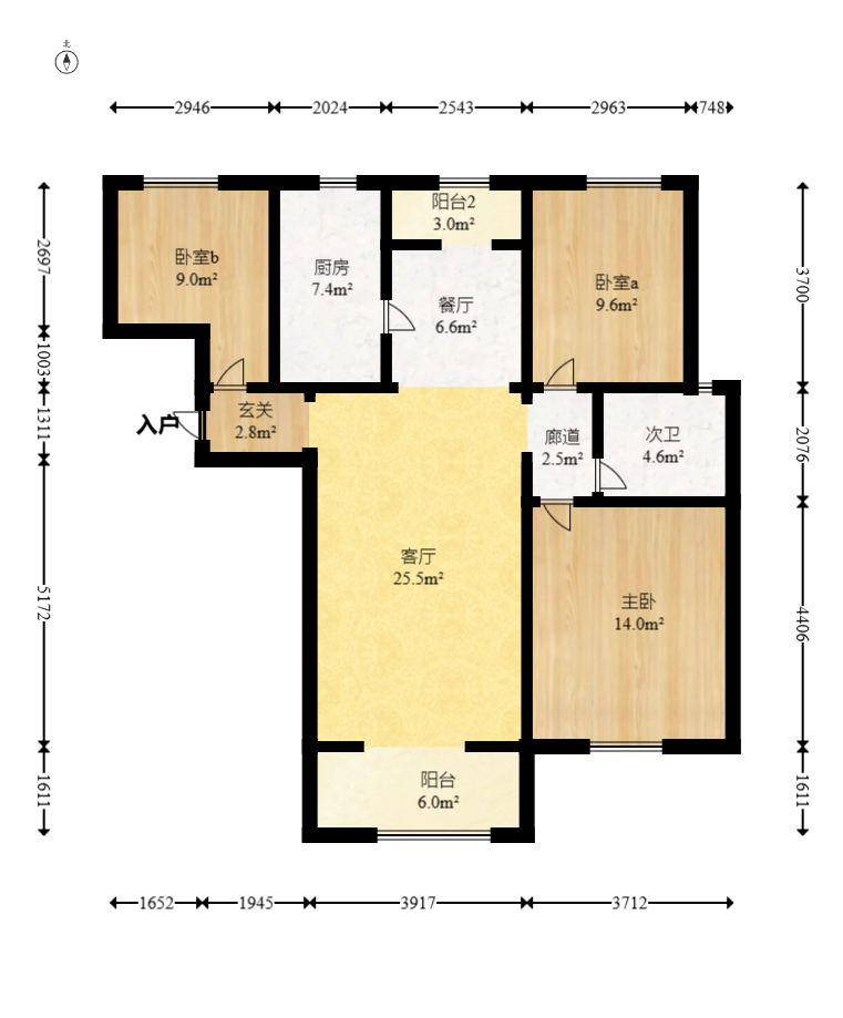 中国铁建梅溪青秀一期  3室2厅1卫   119.80万室内图1