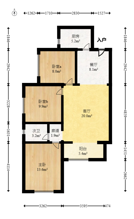 梅溪湖合能璞麗  3室2廳1衛(wèi)    120.0萬(wàn)室內(nèi)圖1