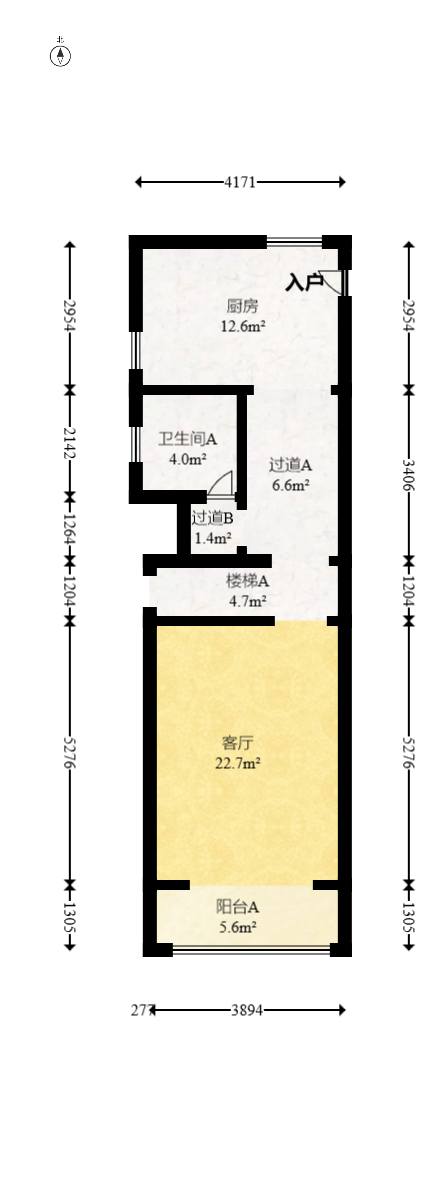 （华凌大厦）五华酒店宿舍  2室2厅1卫   86.00万室内图1