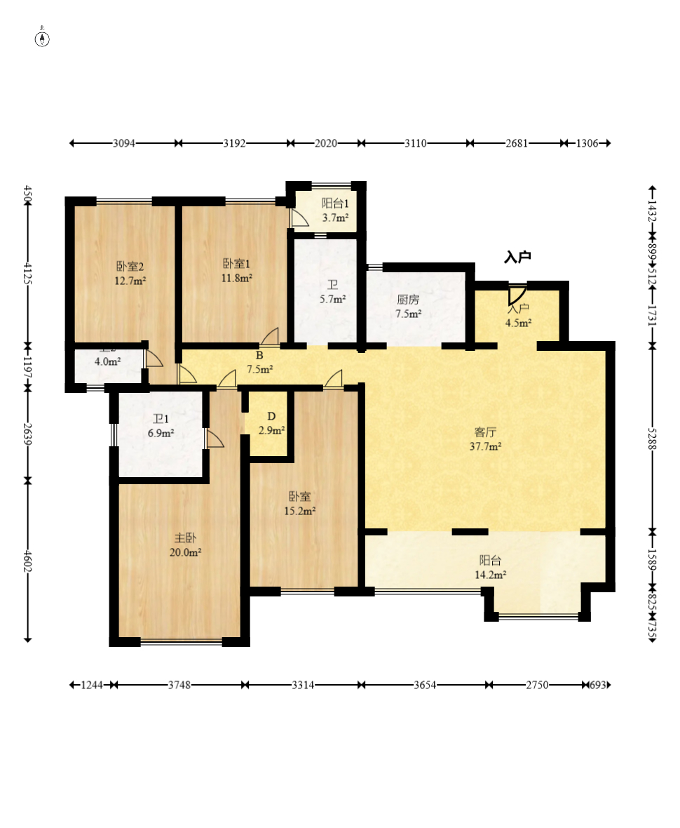 荣盛城 4室2厅3卫 138.8万 荣盛城 4室2厅3卫 138.8万户型图