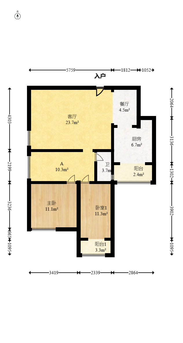 山水湾 3室2厅1卫 53.38万 山水湾 3室2厅1卫 53.38万户型图