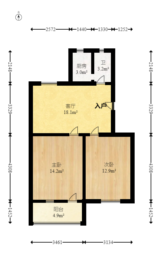 五水厂宿舍  2室1厅1卫   50.00万室内图1