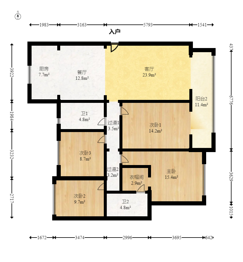 龙湖春江天玺 4室2厅2卫 163.0万 龙湖春江天玺 4室2厅2卫 163.0万户型图