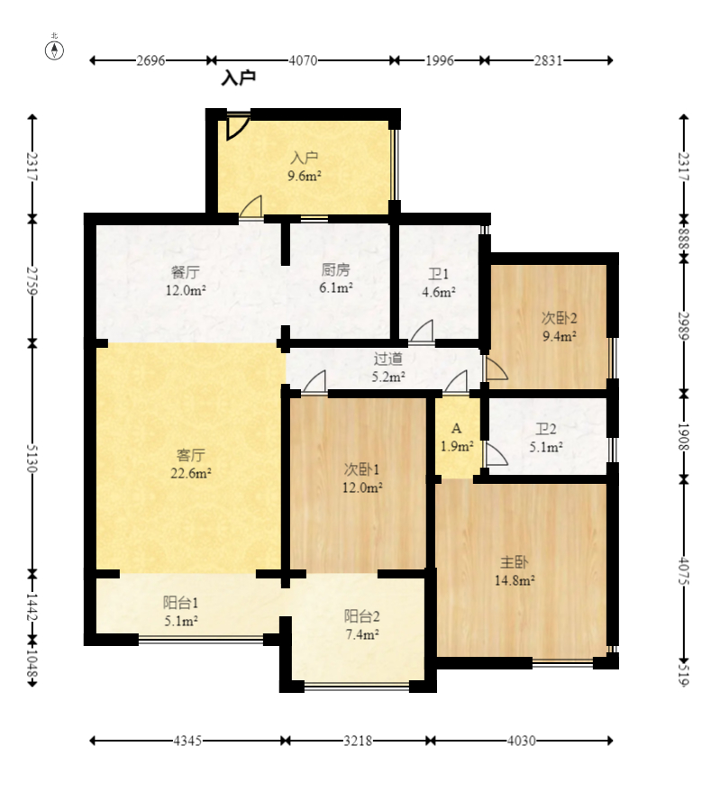 珠江花城三期锦鲤  3室2厅2卫    105.0万 珠江花城三期锦鲤  3室2厅2卫    105.0万户型图