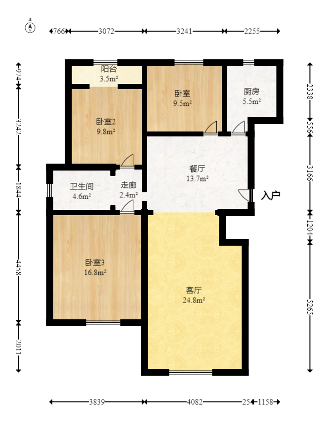 东业苹果社区  3室2厅2卫   49.90万室内图1
