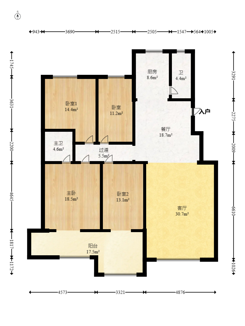 滨湖嘉园（湖滨小区）  4室2厅1卫   150.00万室内图1