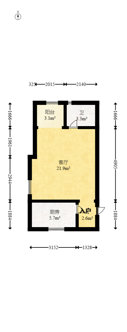 湘域相遇  1室1厅1卫   36.00万室内图1
