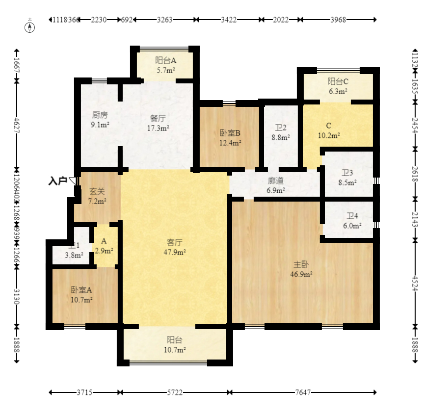 江山帝景雅墅（普罗旺斯）  4室2厅3卫    290.0万室内图1