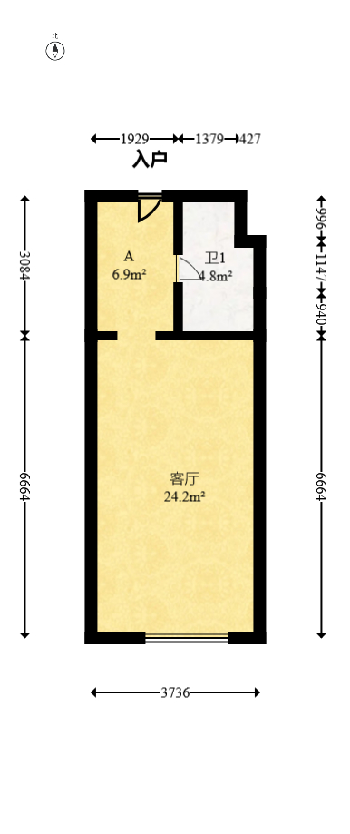 环亚高铁芯城  1室1厅1卫   65.00万室内图1