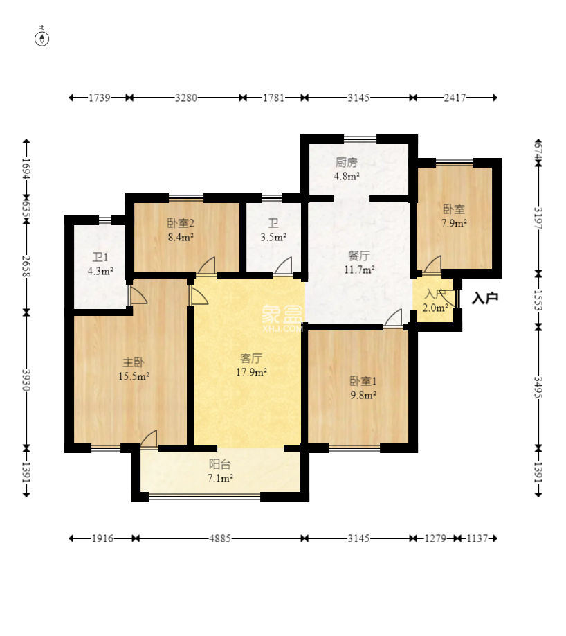 三一街区  3室2厅2卫   78.00万
