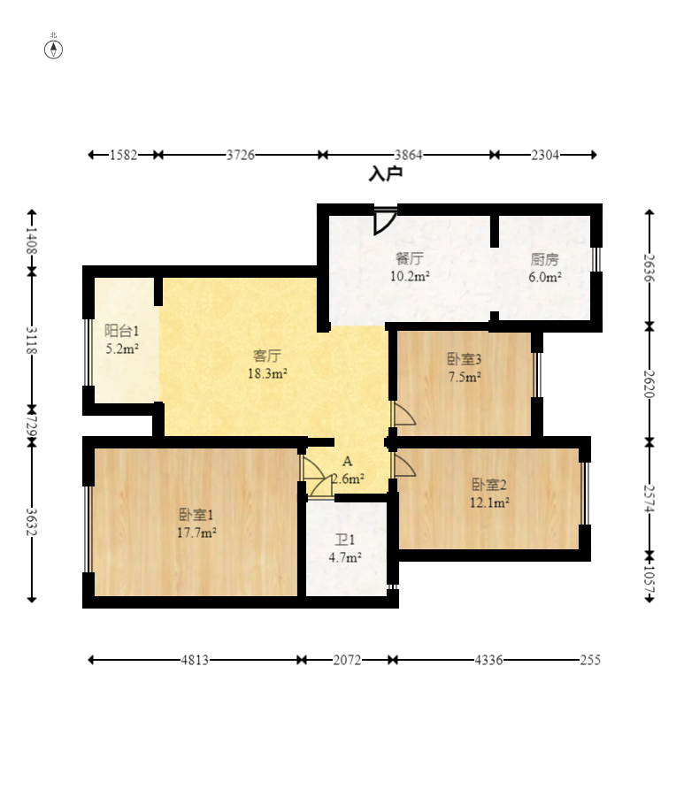新城国际花都 3室2厅1卫 51.0万 新城国际花都 3室2厅1卫 51.0万户型图