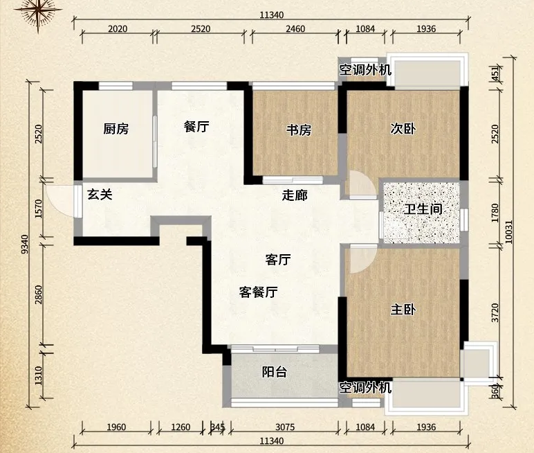 新城新世界一二三期  3室2厅1卫   3200.00元/月室内图1