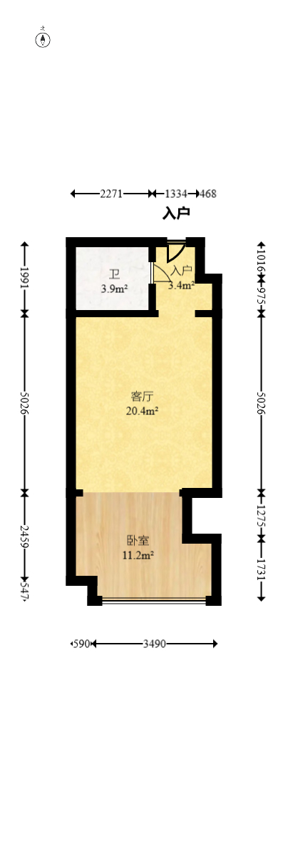 恒大金都（华瑞金都）  1室1厅1卫   29.50万室内图1