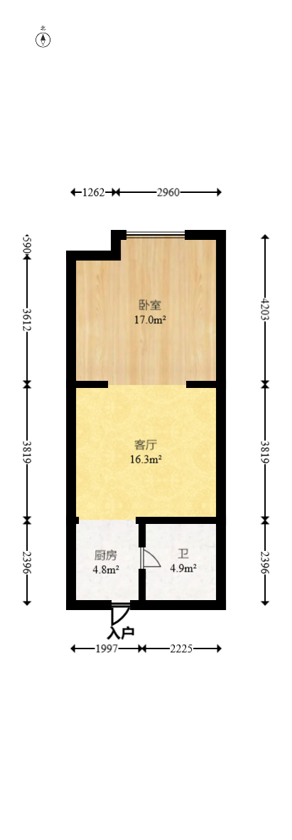 西子一间  1室1厅1卫   36.00万室内图1