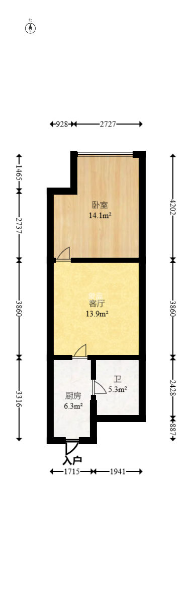上河国际A座  1室1厅1卫   33.00万