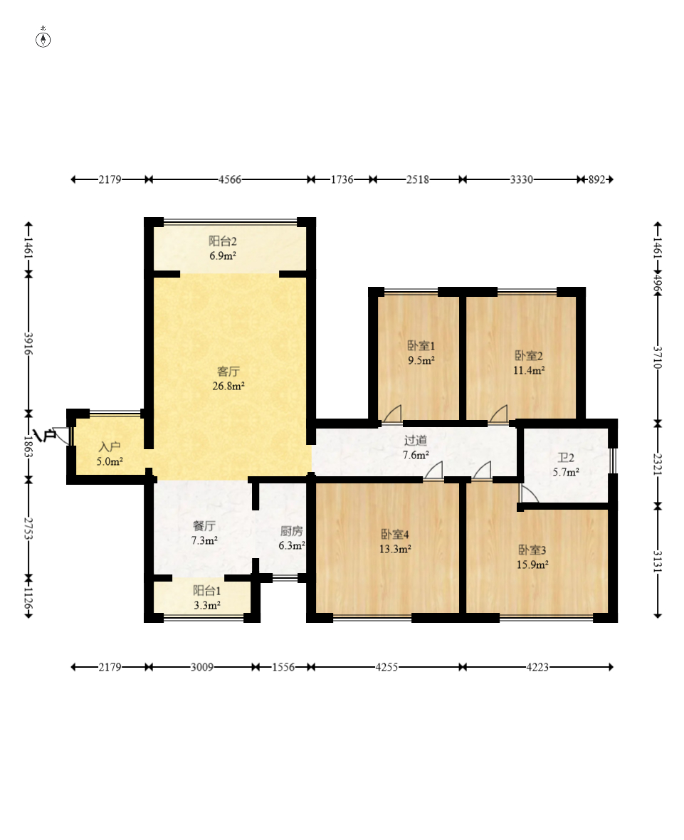 江河双水湾 4室2厅2卫 114.8万 江河双水湾 4室2厅2卫 114.8万户型图