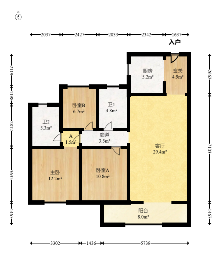汉高学士府 3室2厅2卫 75.0万 汉高学士府 3室2厅2卫 75.0万户型图