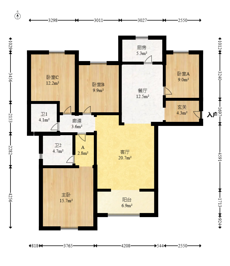 江山帝景哈佛  4室2厅2卫   115.00万室内图1