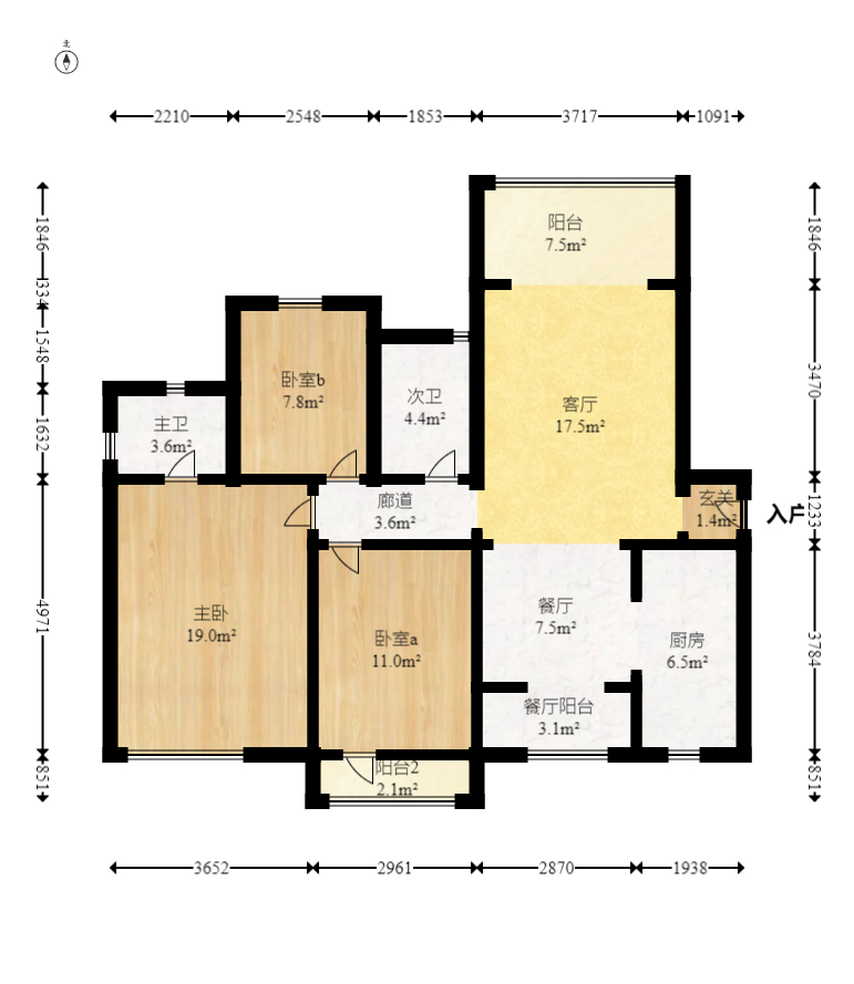 保利麓谷林语F区  3室2厅2卫   115.00万室内图1
