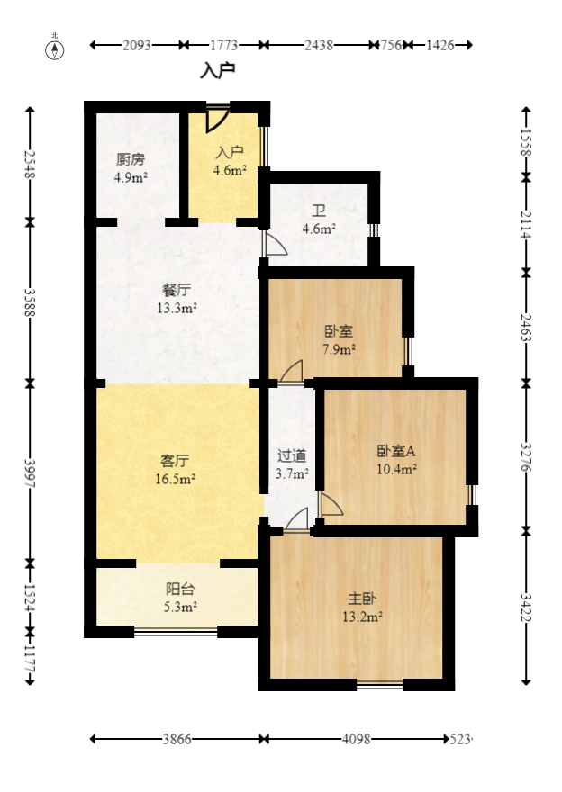 东方航标 1室1厅1卫 69.0万 东方航标 1室1厅1卫 69.0万户型图