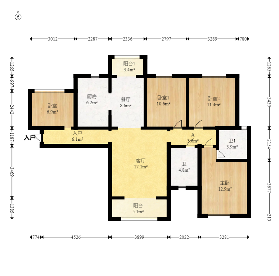 中安善化国际 4室2厅2卫 68.0万 中安善化国际 4室2厅2卫 68.0万户型图