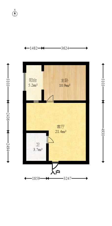 郡原居里  1室1厅1卫    38.0万室内图1