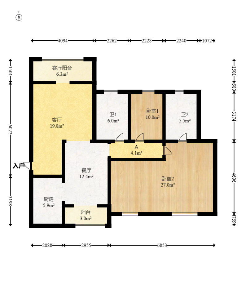 丽水熙园  3室2厅2卫   115.00万室内图1