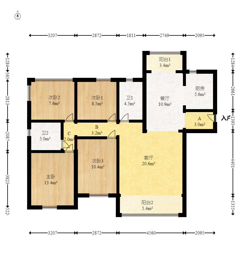 中建悦和城  4室2厅2卫   121.50万室内图1