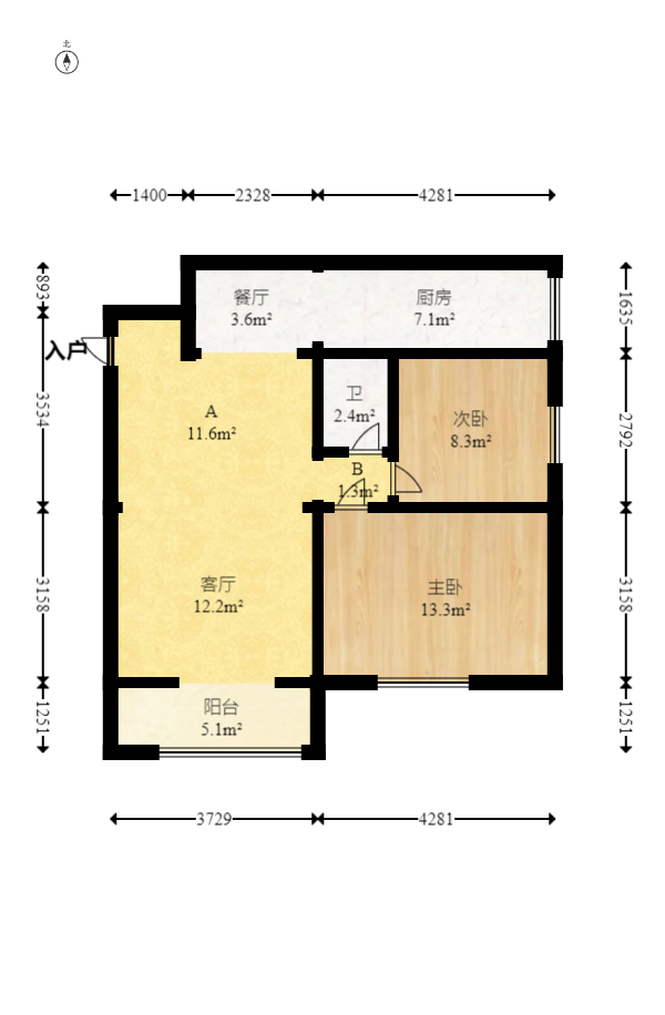 圆梦康乐城 2室2厅1卫 47.0万 圆梦康乐城 2室2厅1卫 47.0万户型图