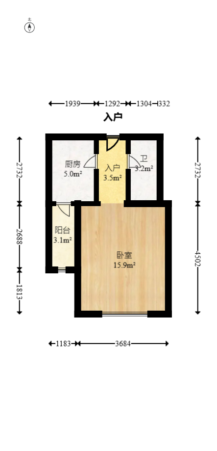 广泰锦苑  1室1厅1卫   25.00万室内图1