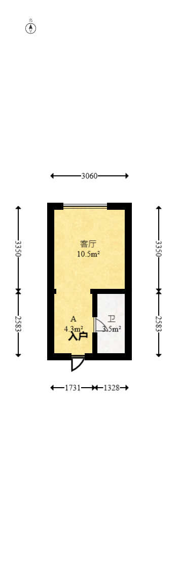 新城悦隽公园  1室1厅1卫   16.50万室内图1