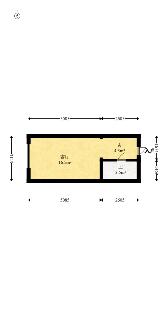 新城悦隽公园  1室1厅1卫   28.00万室内图1