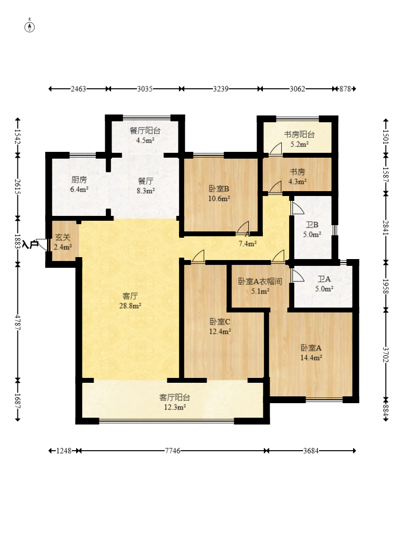 轨道中建麓江府  4室2厅2卫   218.00万室内图1