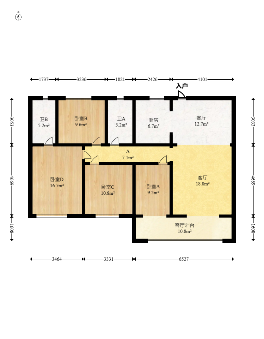 轨道中建麓江府  3室2厅2卫   208.00万室内图1