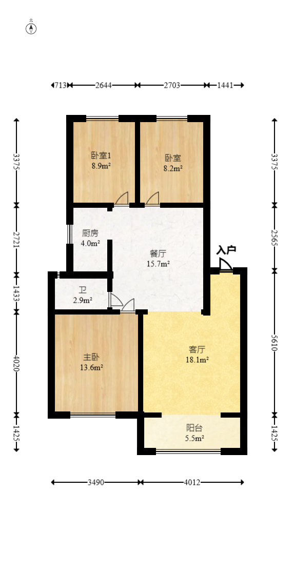 湘瑞家园  3室2厅1卫   48.80万室内图1