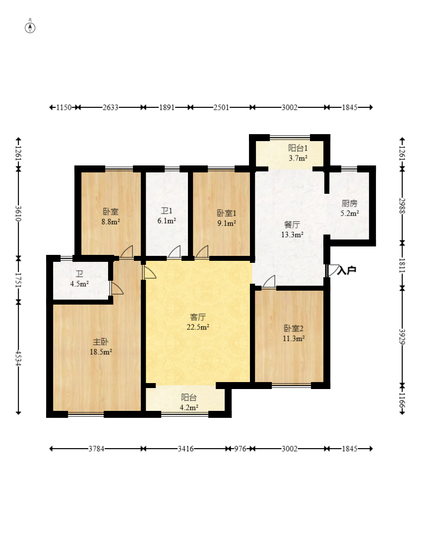 荣盛花语城 4室2厅2卫 76.8万 荣盛花语城 4室2厅2卫 76.8万户型图