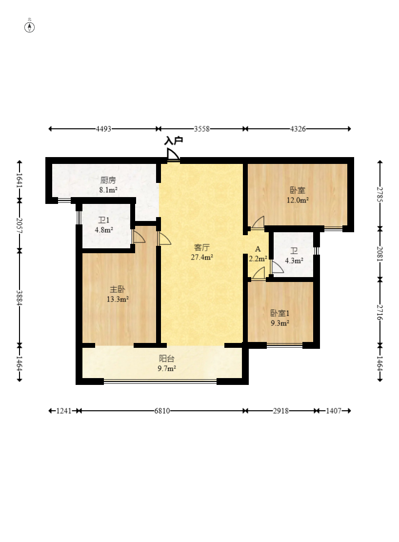 爱情公望府  3室2厅1卫    83.0万 爱情公望府  3室2厅1卫    83.0万户型图