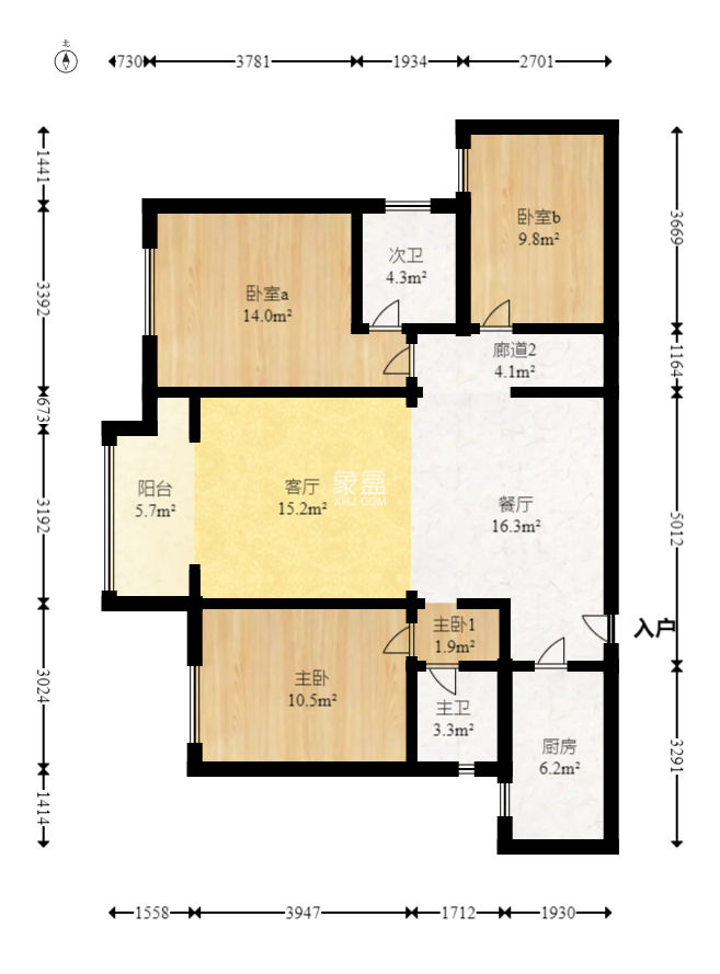 汉唐世家一期  3室2厅2卫   108.00万