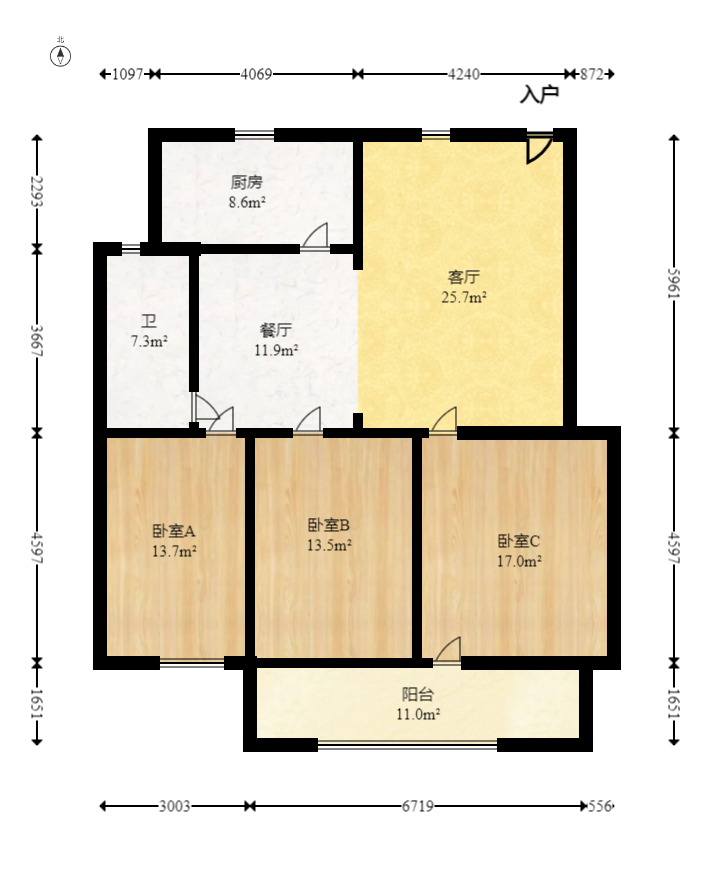 市政协宿舍  3室1厅1卫   70.00万室内图1