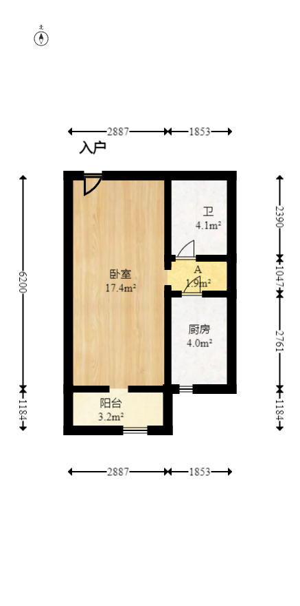 恒大雅苑  1室1厅1卫   36.80万室内图1