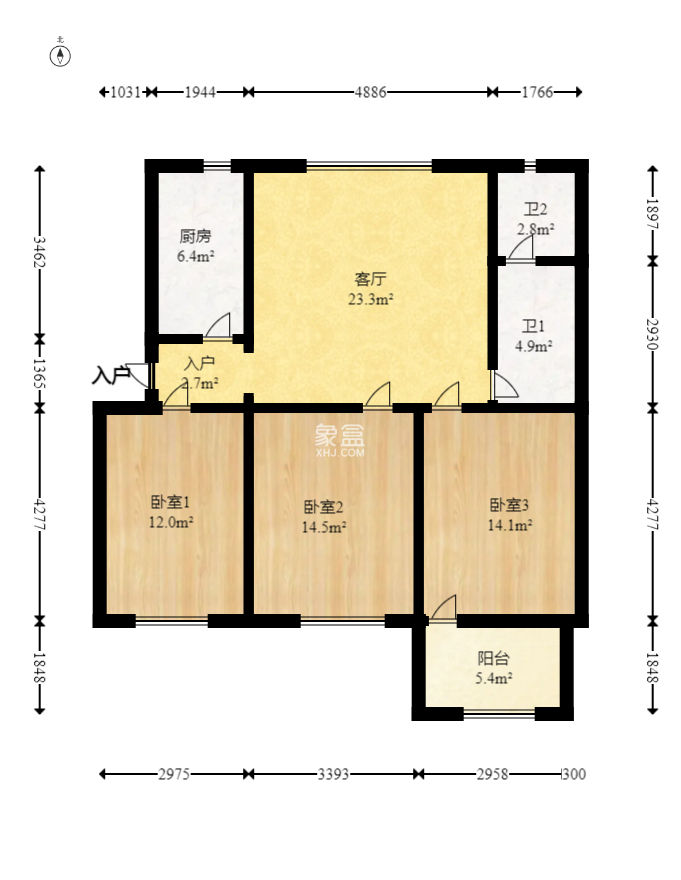 鑫邮小区  2室2厅1卫   48.00万