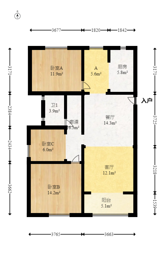 洋湖時(shí)代  3室2廳1衛(wèi)    79.8萬室內(nèi)圖1