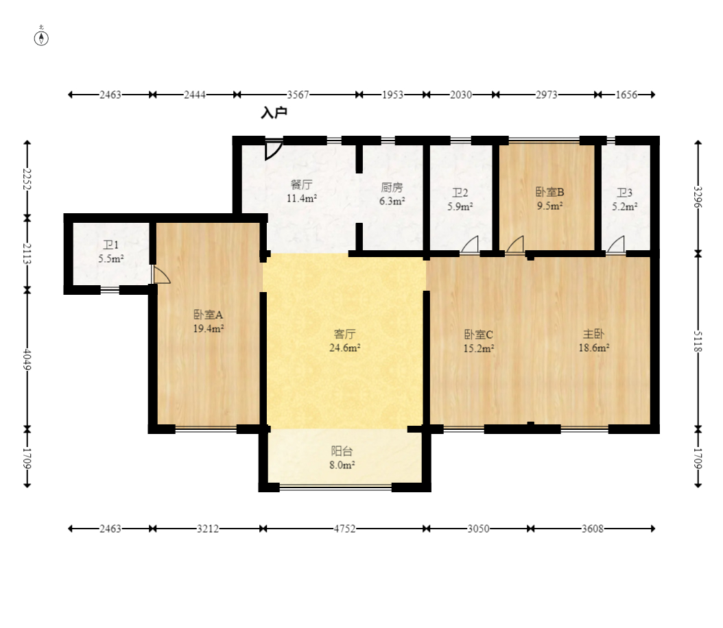 建投象山国际  4室2厅2卫   150.00万室内图1