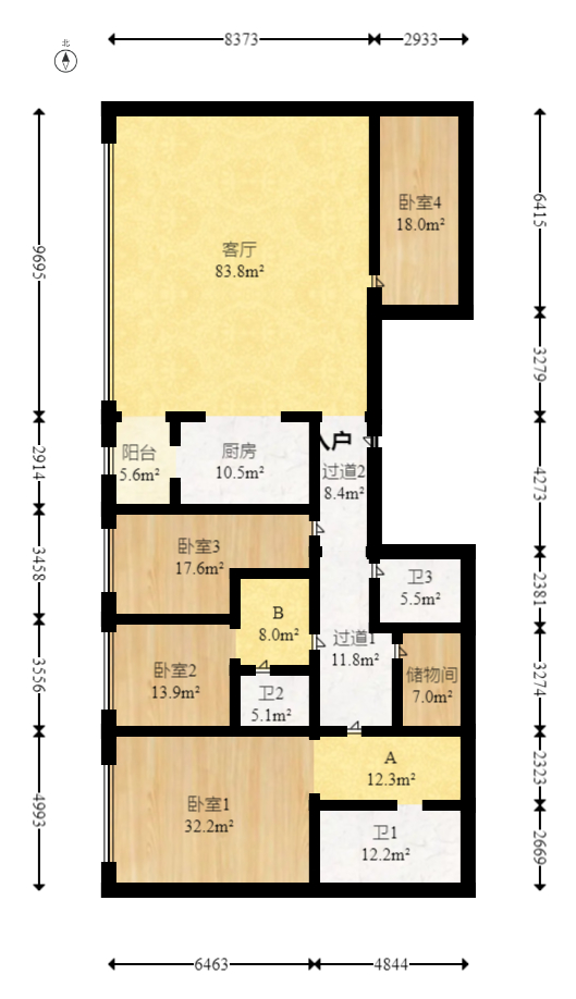 万科紫台  4室2厅3卫   460.00万室内图1